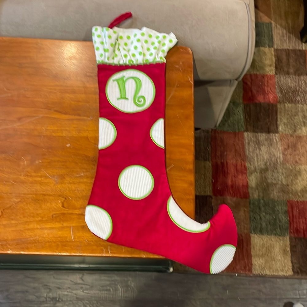 Mud pie Christmas stocking letter n
